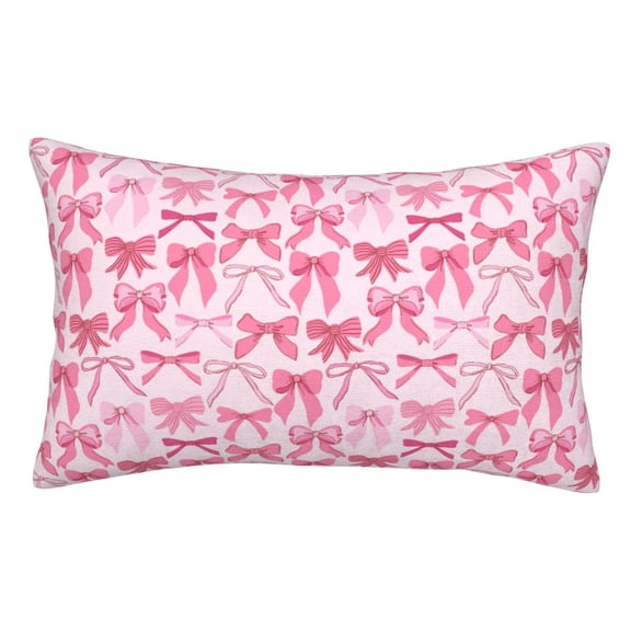 Rateoe Pink bows Pattern Decorative Pillow Case,Throw Pillow Covers,Plush Pillow Cover,Soft Pillow Case,Velvet Pillow Case-14"x20"