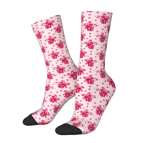 Rateoe Pink gift with ribbon for Women Casual Calf Socks - Cute Crew Socks - Thin Soft Above Ankle Socks Size 5-11