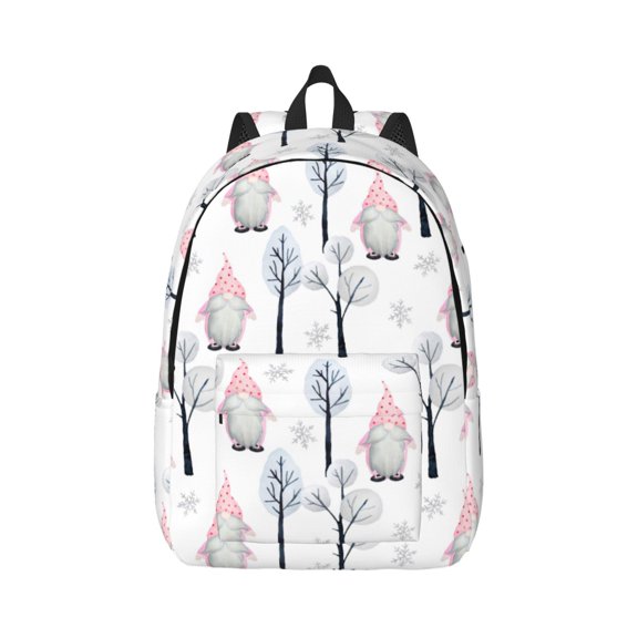 Rateoe Pink oldman Winter Forest Pattern Canvas College Laptop Backpack,Travel Daypack,Durable Rucksack Travel Notebook Bag School Backpack Book Bag for Men Women-Small
