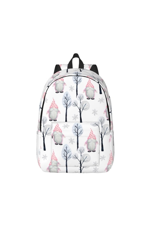Pink oldman Winter Forest Pattern Canvas College Laptop Backpack,Travel Daypack,Durable Rucksack Travel Notebook Bag School Backpack Book Bag for Men Women-Medium