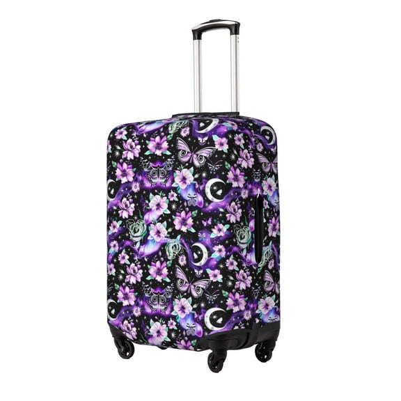 Rateoe Pink purple rainbow flower butterfly Printed Luggage Cover, Suitcase Protector Fits 18-32 Inch Luggage-Large