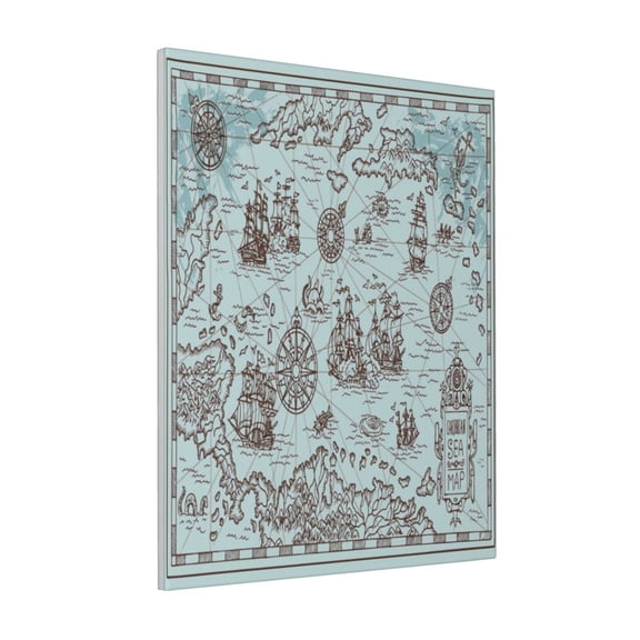 Rateoe Pirate Adventure Map Pattern Decorative Picture – Unique Modern Wall Art, Ready-to-Hang Canvas Print for Home (Vertical)