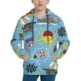 thumbnail image 1 of Rateoe Pirate Marine Animals Pattern Boys Hoodie, Youth Pullover Hooded Sweatshirt, Kangaroo Pocket Hoodie for Kids-Small, 1 of 6