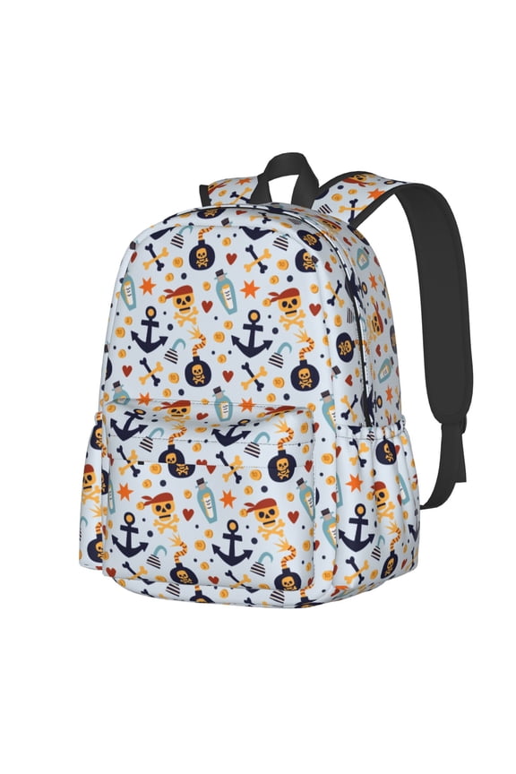 Pirate Skull And Anchor Pattern Student Backpack,Backpack for School,Lightweight Bag,Travel Backpack,Outdoor Backpack,Large Capacity Backpack