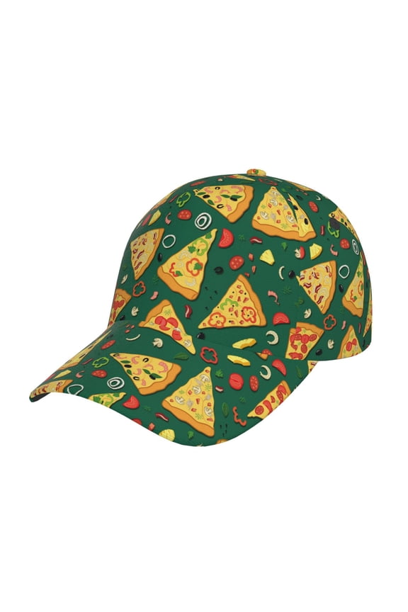 Pizza Pattern Mens Baseball Cap  Adjustable Curved Brim Hat, Soft Cotton Sports Cap for Outdoor, Casual, and Everyday Wear, Comfortable & Breathable