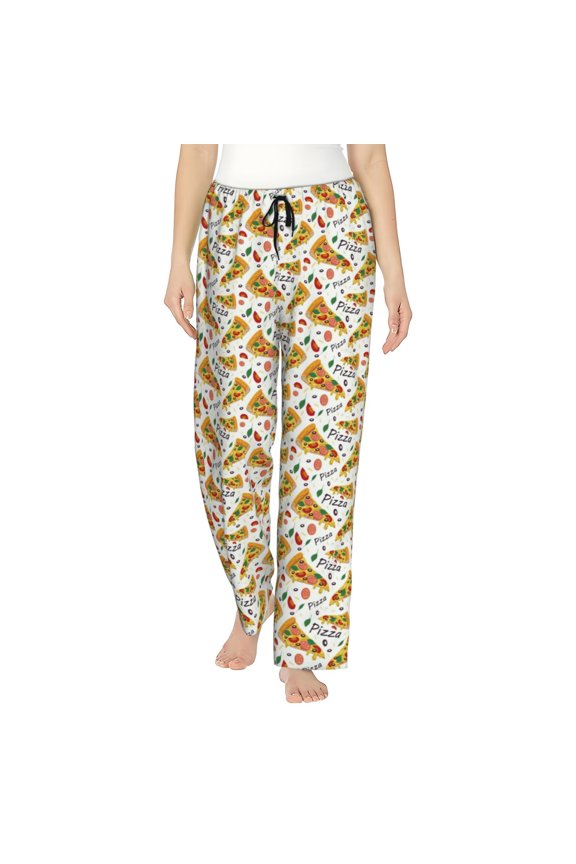 Pizza Slices Pattern Women’s Ultra-Soft Comfy Pajama Lounge Pants Sleepwear,Comfortable Lounge Wear,lightweight Pajamas, Casual Home Wear-XX-Large