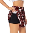 thumbnail image 1 of Rateoe Plaid Reindeer Snowflakes Printed 2 in 1 Women's Workout Shorts for Athletic Gym Running Shorts with Phone Pockets-Small, 1 of 7