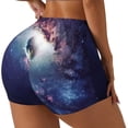 thumbnail image 1 of Rateoe Planets Stars And Galaxies Printed Power Workout Shorts for Women Tummy Control Squat Proof Ribbed Thick Seamless Scrunch Active Short-XX-Large, 1 of 8