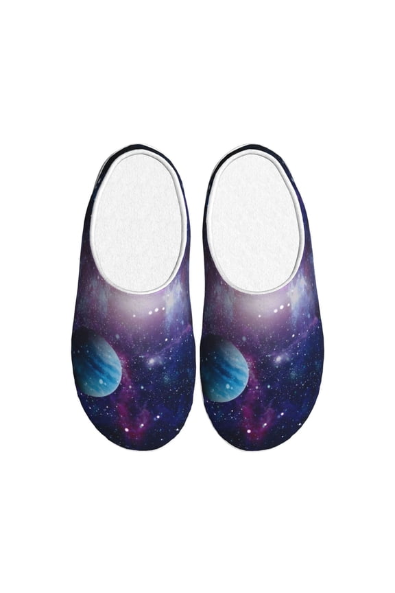 Planets Stars And Galaxies1 Print Women's Men's Cotton Knit Slippers Lightweight Memory Foam Indoor House Shoes with Anti-Skid Sole-35/36