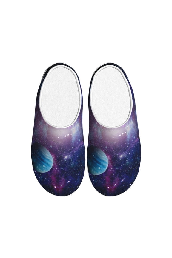 Planets Stars And Galaxies1 Print Women's Men's Cotton Knit Slippers Lightweight Memory Foam Indoor House Shoes with Anti-Skid Sole-42/43