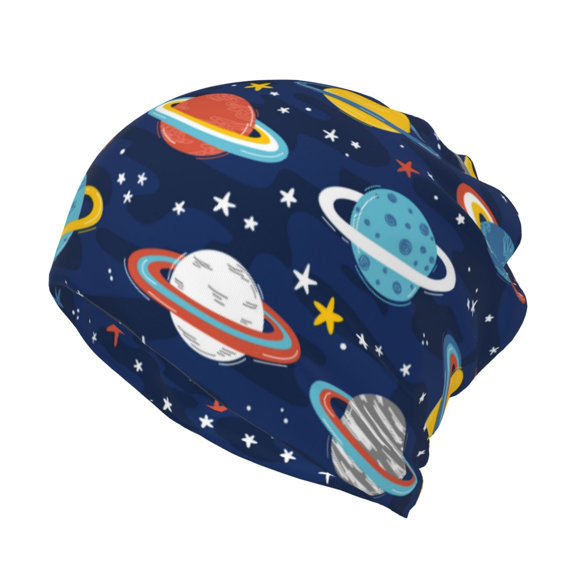 Rateoe Planets and Stars Cotton Slouchy Beanie Hat for Men/Women,Lightweight Oversize Large Thin Skull Cap Night Sleeping Cap