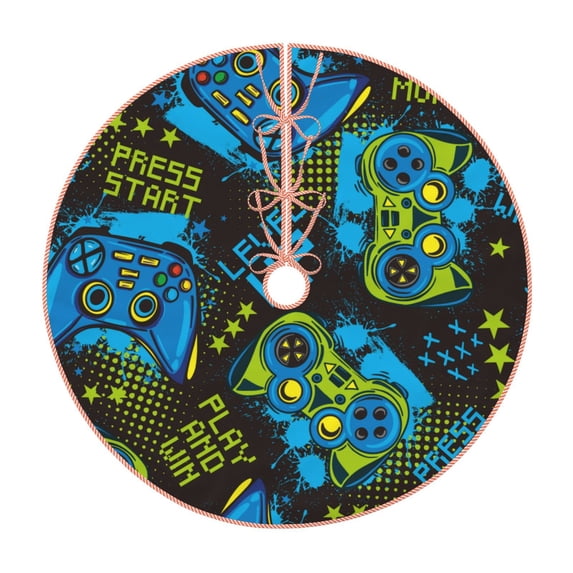 Rateoe Play Game Pattern Christmas Tree Skirt with Ties , Christmas Tree Decorations, Farmhouse Christmas Decor Xmas Holiday Decorations-30"