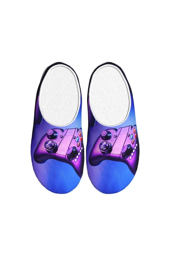 Play Gaming Print Women's Men's Cotton Knit Slippers Lightweight Memory Foam Indoor House Shoes with Anti-Skid Sole-35/36