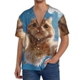 thumbnail image 1 of Rateoe Playful Cat Fisheye View Pattern Men's Short Sleeve Classic Shirt, Casual Short-Sleeved Shirt, Lightweight Summer Shirt, Cuban Collar Shirt,Button-Front Shirt-4X-Large, 1 of 5