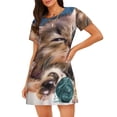 thumbnail image 1 of Rateoe Playful Cat Print Women’s Nightdress – Cozy Cotton Short-sleeved Sleep Shirt, Loose-Fit Sleepwear, Perfect for Relaxing and Sleeping, 1 of 6