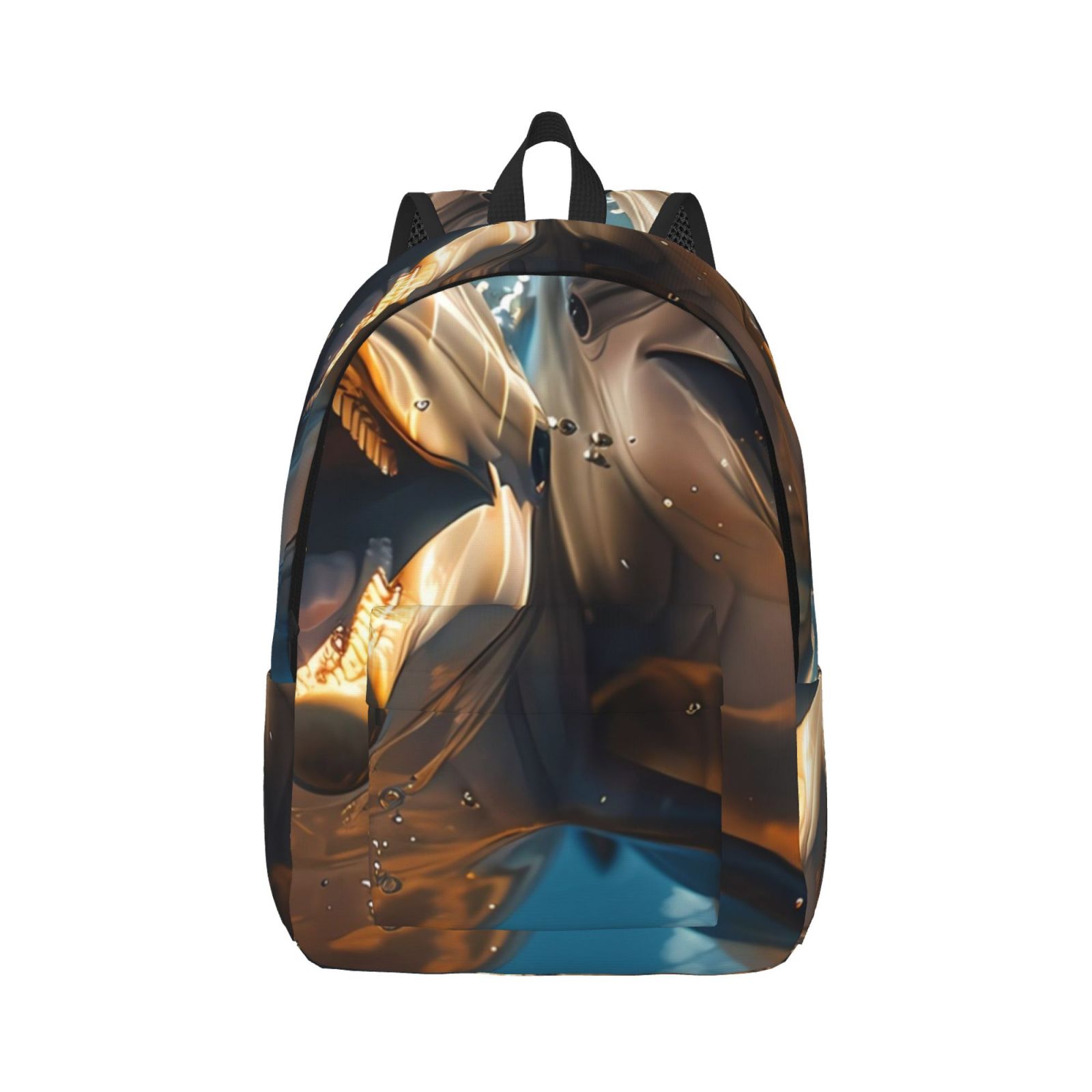 Rateoe Playful Dolphins Underwater Pattern Canvas College Laptop Backpack,Travel Daypack,Durable Rucksack Travel Notebook Bag School Backpack Book Bag for Men Women-Medium