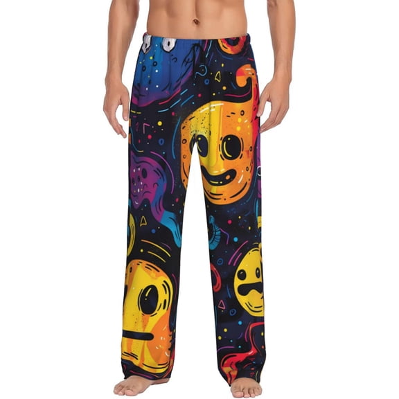 Rateoe Playful Ghosts Night Sky Pattern Men’s Ultra-Soft Comfy Pajama Lounge Pants Sleepwear,Comfortable Lounge Wear,lightweight Pajamas, Casual Home Wear-X-Large
