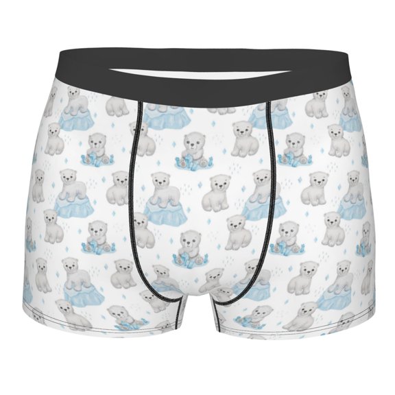 Rateoe Playful Polar Bear Pals Mens Boxer Briefs Poly Spandex Performance Boxer Briefs Underwear Hem Boxer Briefs - Medium