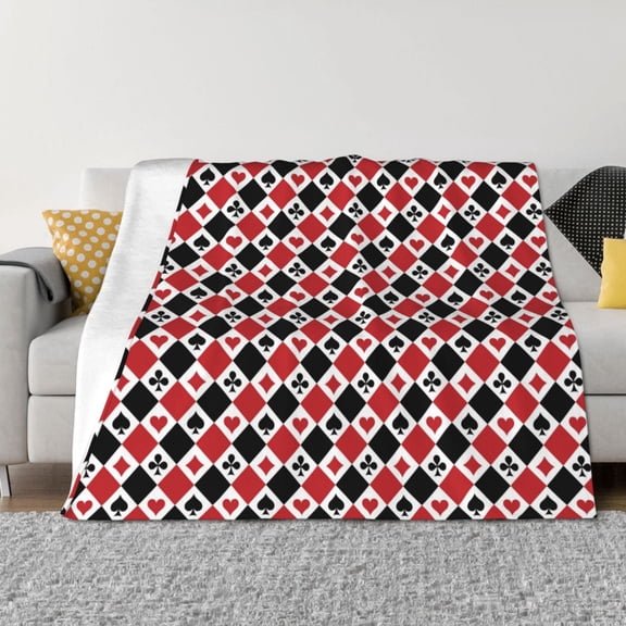 Rateoe Playing Cards Pattern Flannel Throw Blanket, Ultra-soft Blanket for Bed, Couch, Car, Hypoallergenic Anti-pilling blanket-50"x40"(Horizontal)