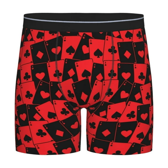 Rateoe Playing Cards Print Men’s Underwear Boxer Briefs Soft Comfortable Underwear Boxer Briefs, Long Leg Briefs,Anti-chafing Boxer Briefs
