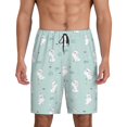 thumbnail image 1 of Rateoe Playing Rabbit Print Men's Lounge Shorts – Soft & Breathable Pajama Bottoms with Pockets, Elastic Waistband, Lightweight Sleepwear for Nightwear & Loungewear-Large, 1 of 6