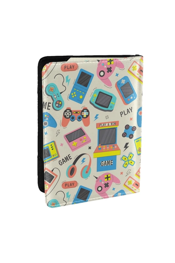 Playing Video Games Pattern Passport Holder Wallet Leather Mulit-purpose Travel Wallet Credit Cards Case ,Passport Cover for Women Men-6.5 in