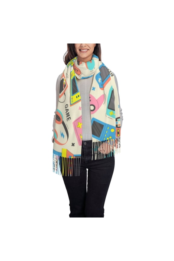 Playing Video Games Women's Traditional Scarf Wrap Tassel Shawl Fringes Neck Head Shawl Retro Scarf