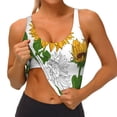 thumbnail image 1 of Rateoe Plump Sunflower And Sketch Print Womens' Sports Bras Scoop Neck Sports Vest- Padded U Back Seamless High Impact Support, 1 of 7