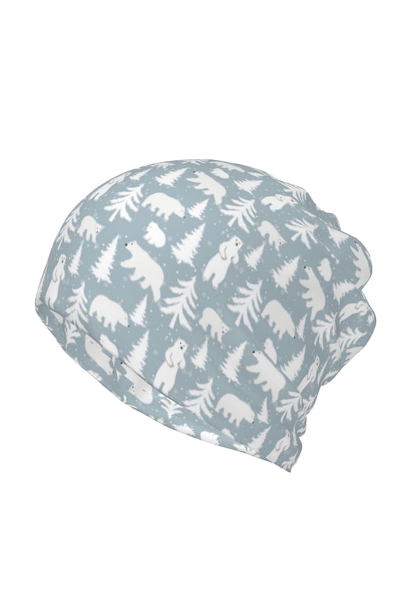 Polar Bears And Snowy Winter Cotton Slouchy Beanie Hat for Men/Women,Lightweight Oversize Large Thin Skull Cap Night Sleeping Cap