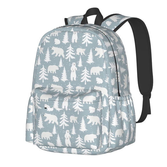 Rateoe Polar Bears And Snowy Winter Pattern Student Backpack,Backpack for School,Lightweight Bag,Travel Backpack,Outdoor Backpack,Large Capacity Backpack