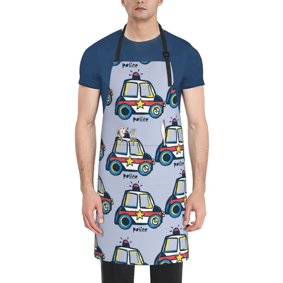 Rateoe Police Car Aprons with Pocket,Men Womens Aprons Waterproof Adjustable Cooking Aprons for Kitchen Gardening and Salon