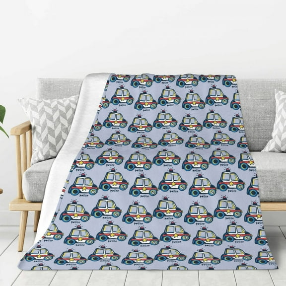 Rateoe Police Car Pattern Flannel Throw Blanket, Ultra-soft Blanket for Bed, Couch, Car, Hypoallergenic Anti-pilling blanket-60"x50"(Vertical)
