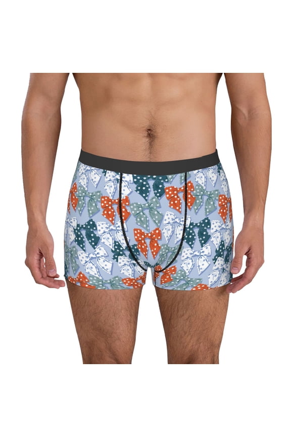 Polka dot bow Mens Boxer Briefs Poly Spandex Performance Boxer Briefs Underwear Hem Boxer Briefs-