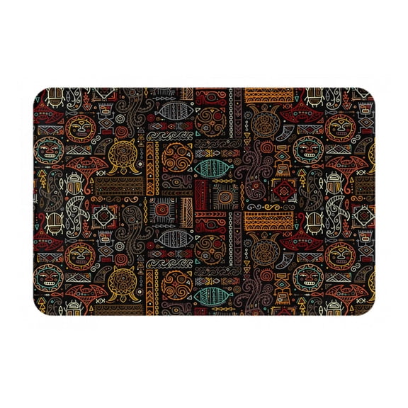 Rateoe Polynesian Turtles Pattern Flannel Door Mat Indoor Outdoor Entrance, Waterproof All-Weather Doormat,Fade Resistant, Low Profile Entryway Mat 16x24in