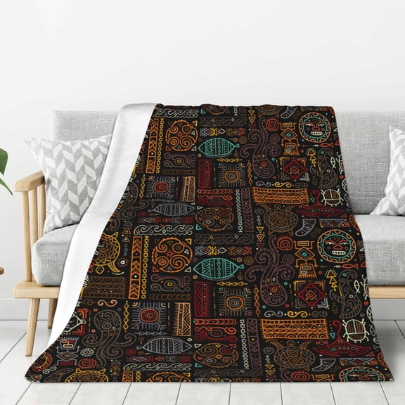 Rateoe Polynesian Turtles Pattern Flannel Throw Blanket, Ultra-soft Blanket for Bed, Couch, Car, Hypoallergenic Anti-pilling blanket-40"x30"(Vertical)