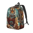 thumbnail image 1 of Rateoe Pond Meditating Tiger Pattern Durable Canvas Backpack for Men & Women – Stylish & Lightweight – Adjustable Straps, Multiple Pockets – Fits 15-17 Inch LaptopsSmall, 1 of 5