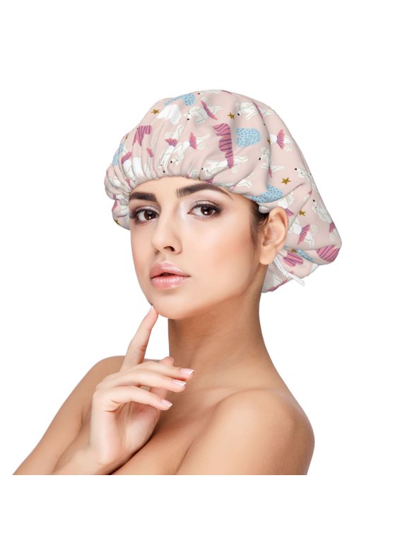 Poodle In Ballet Skirts Dancing Pattern Silk Satin Hair Bonnet for Sleeping, Adjustable Sleep Cap Turban for Women , Curly Straight Hair Long Large Braid