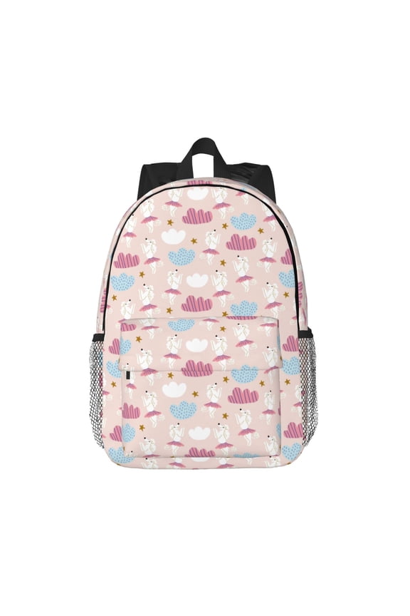 Poodle In Ballet Skirts Dancing Pattern Student Backpack Water-resistant Backpack 15-inch Laptop Backpack Lightweight Adjustable School Backpack