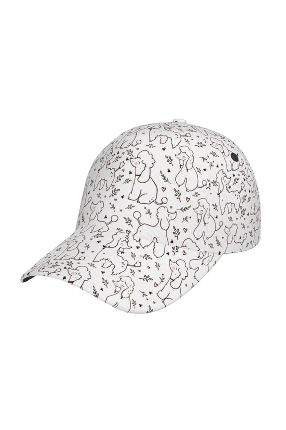 Poodle Dog Pattern Mens Baseball Cap Adjustable Curved Brim Hat, Soft Cotton Sports Cap for Outdoor, Casual, and Everyday Wear, Comfortable & Breathable