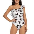 thumbnail image 1 of Rateoe Poodle Dog Pattern Women One Piece Swimsuits Tummy Control One Shoulder Bathing Suits Ruffle Swimwear-XX-Large, 1 of 6
