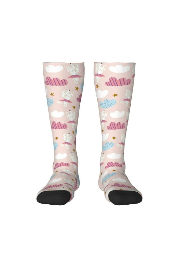 Poodle In Ballet Skirts Dancing Pattern Women’s Knee High Crew Socks,Trouser Socks Comfortable, Breathable, Moisture-Wicking and Soft