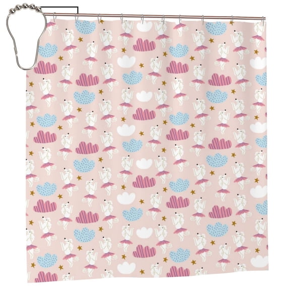 Rateoe Poodle In Ballet Skirts Dancing Shower Curtain - Fancy Bathroom Shower Curtain Sets - Waterproof Shower Curtain with Hooks with 12 Plastic Hooks 72x72 Inches