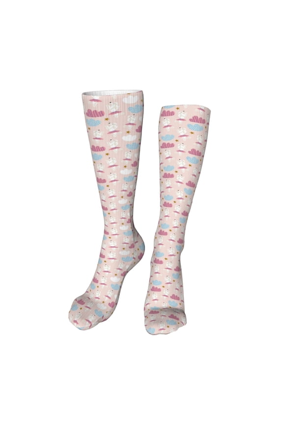 Poodle In Ballet Skirts Dancing print Women's Men's Novelty 20in Crew Socks Cotton Socks Knee High Socks for Walking,Running,Nurses,Pregnancy-One Size