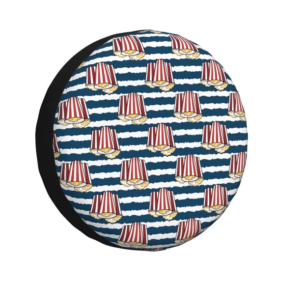 Rateoe Popcorn On Blue Lines Pattern Tire Cover Wheel Protectors Weatherproof Wheel Covers Universal Fit for Trailer Rv SUV Truck Camper Travel Trailers Accessories-