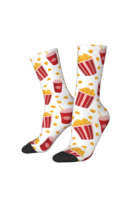 Popcorn for Women Casual Calf Socks - Cute Crew Socks - Thin Soft Above Ankle Socks Size 5-11