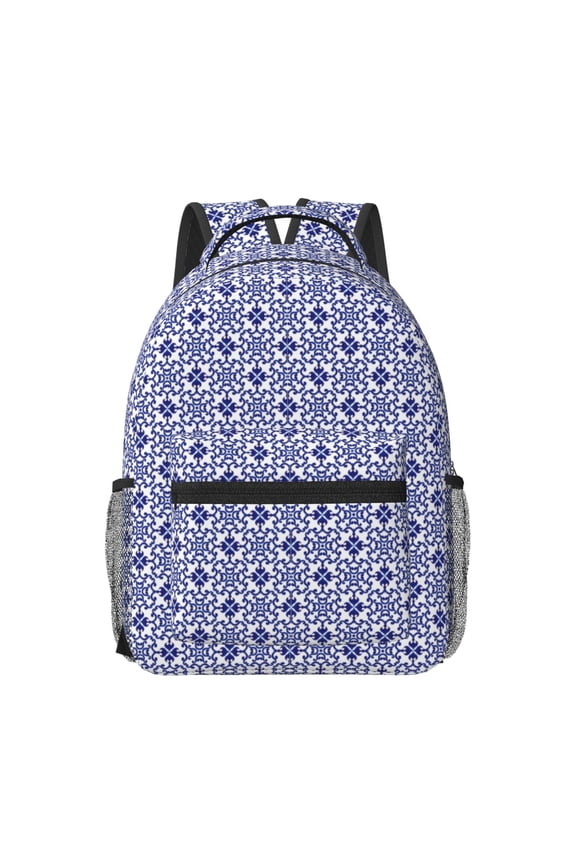 Porcelain Chinaware Pattern Durable Student Backpack Laptop Bag- Ergonomic Design, Waterproof Twill Fabric - Ideal for School, Travel, and Outdoor Activities