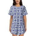thumbnail image 1 of Rateoe Porcelain Chinaware for 2 Piece Short Sleeves Pajama Sets Casual Lounge Sleepwear Ladies Pjs Sets with Pocket-X-Large, 1 of 6
