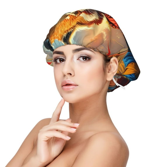 Rateoe Prairie Meditating Raccoon Pattern Silk Satin Hair Bonnet for Sleeping, Adjustable Sleep Cap Turban for Women , Curly Straight Hair Long Large Braid