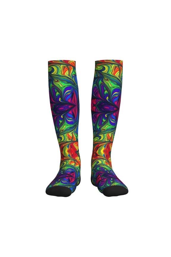 Pride Rainbow Compression Socks for Women and Men 20-30mmHg-Circulation Support Socks Knee High Nurse Pregnant Running Medical and Travel Athletic