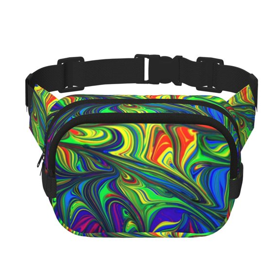 Rateoe Pride Rainbow Print Fanny Pack Belt Bag for Women and Men, Square Double-Layer Waterproof Waist Pack with Adjustable Strap for Hiking, Jogging, Cycling